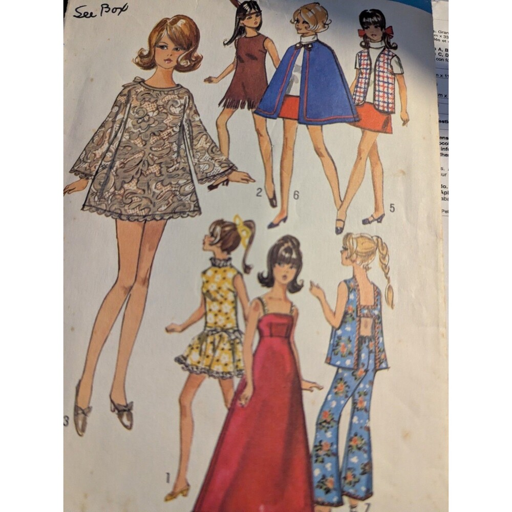 Vtg Lot Of Simplicity 60's And 70's 11 1/2" Barbie Doll Clothes.